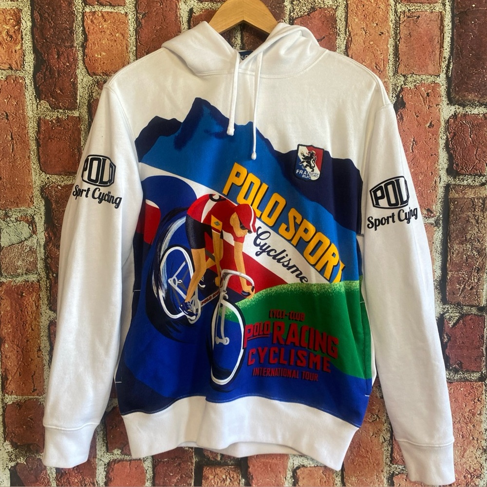 Polo Sport Ralph Lauren Cyclisme Cycling Poster Hoodie Olympics $298 Size Small